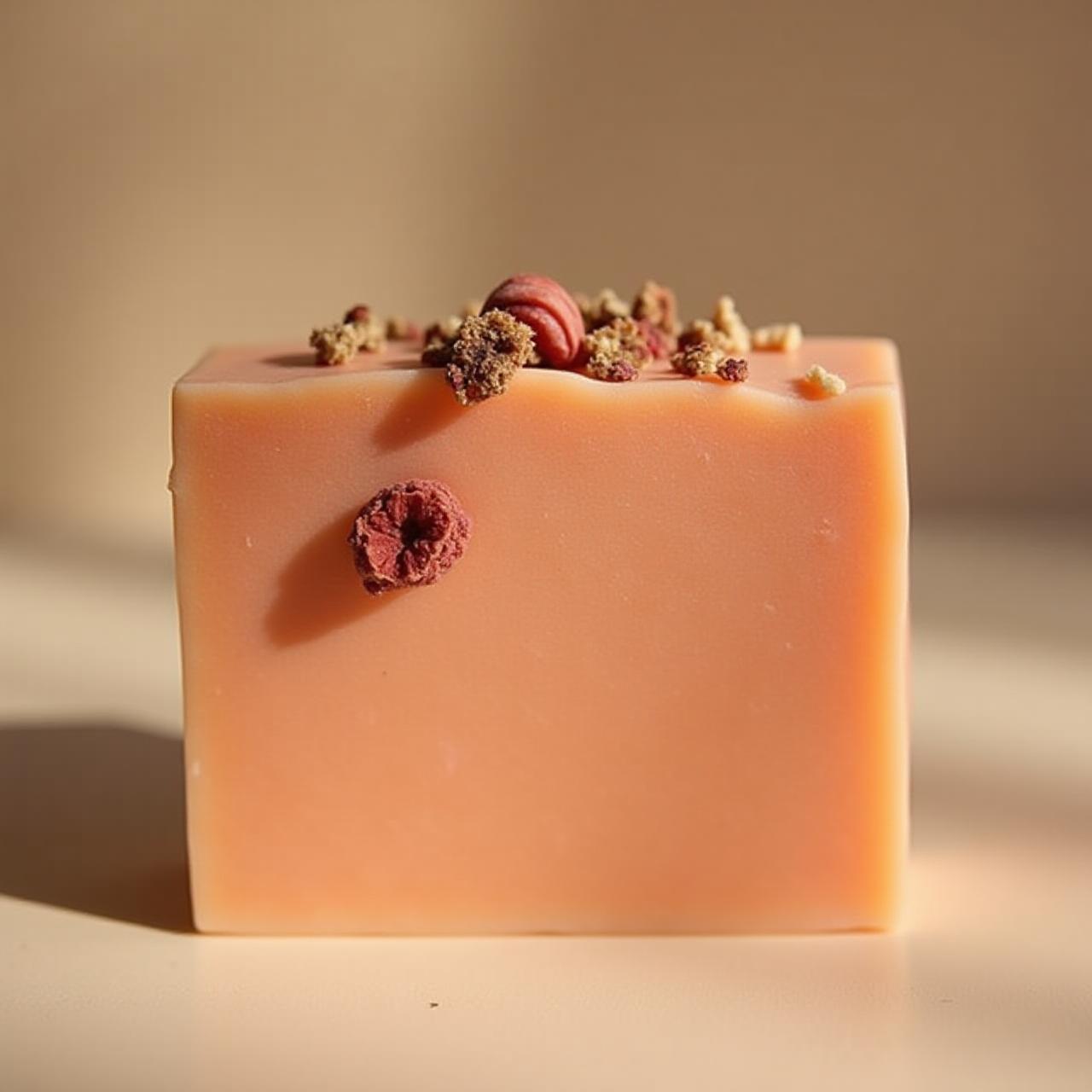 Hand-poured rose clay soap bar with native botanicals